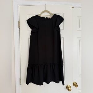 LOFT Gray Blouse with Crew Neck and Short Sleeves